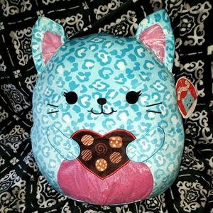 Squishmallow 16" Caitroina the Cat + Choclate heart Valentines KELLYTOY 2022 NWT